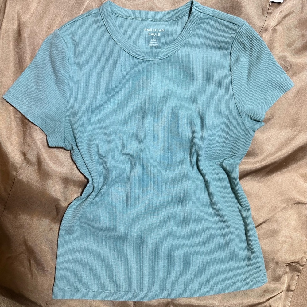 American Eagle Outfitters Women's Teal Short Sleeve Tee